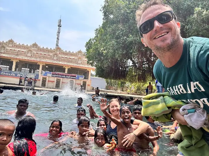 Swimming in one of the old temple pools