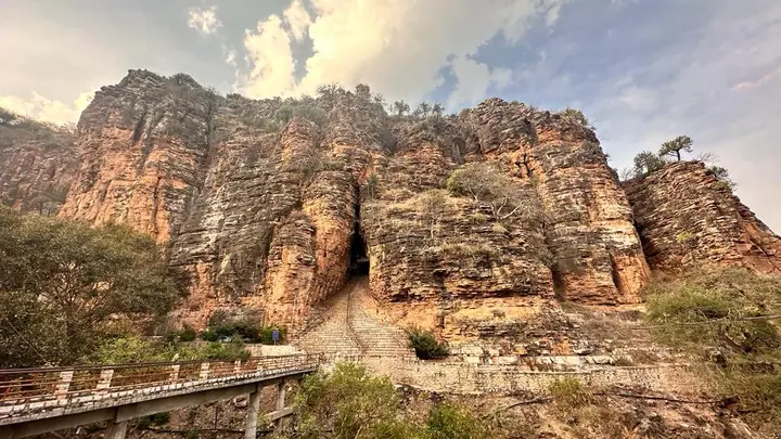 Red rock cliffs along the route